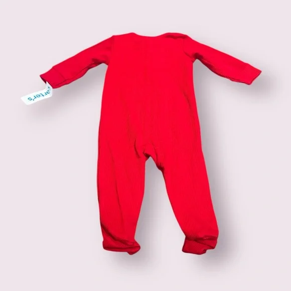 NWT Carter's Baby Red Waffle Knit Santa Christmas Footies Size 9 Months - Picture 8 of 8